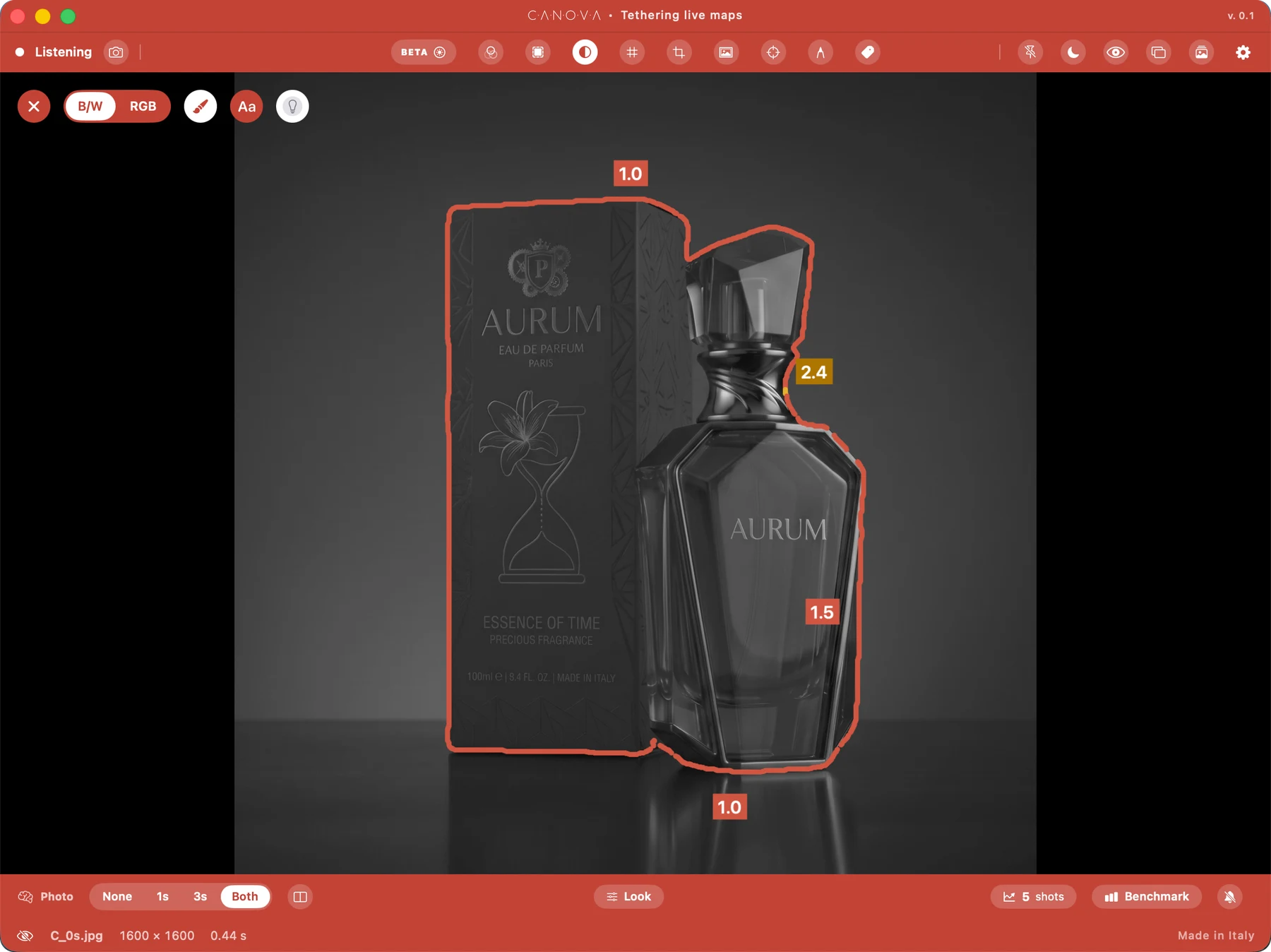 La finestra di tethering con il contrasto del soggetto