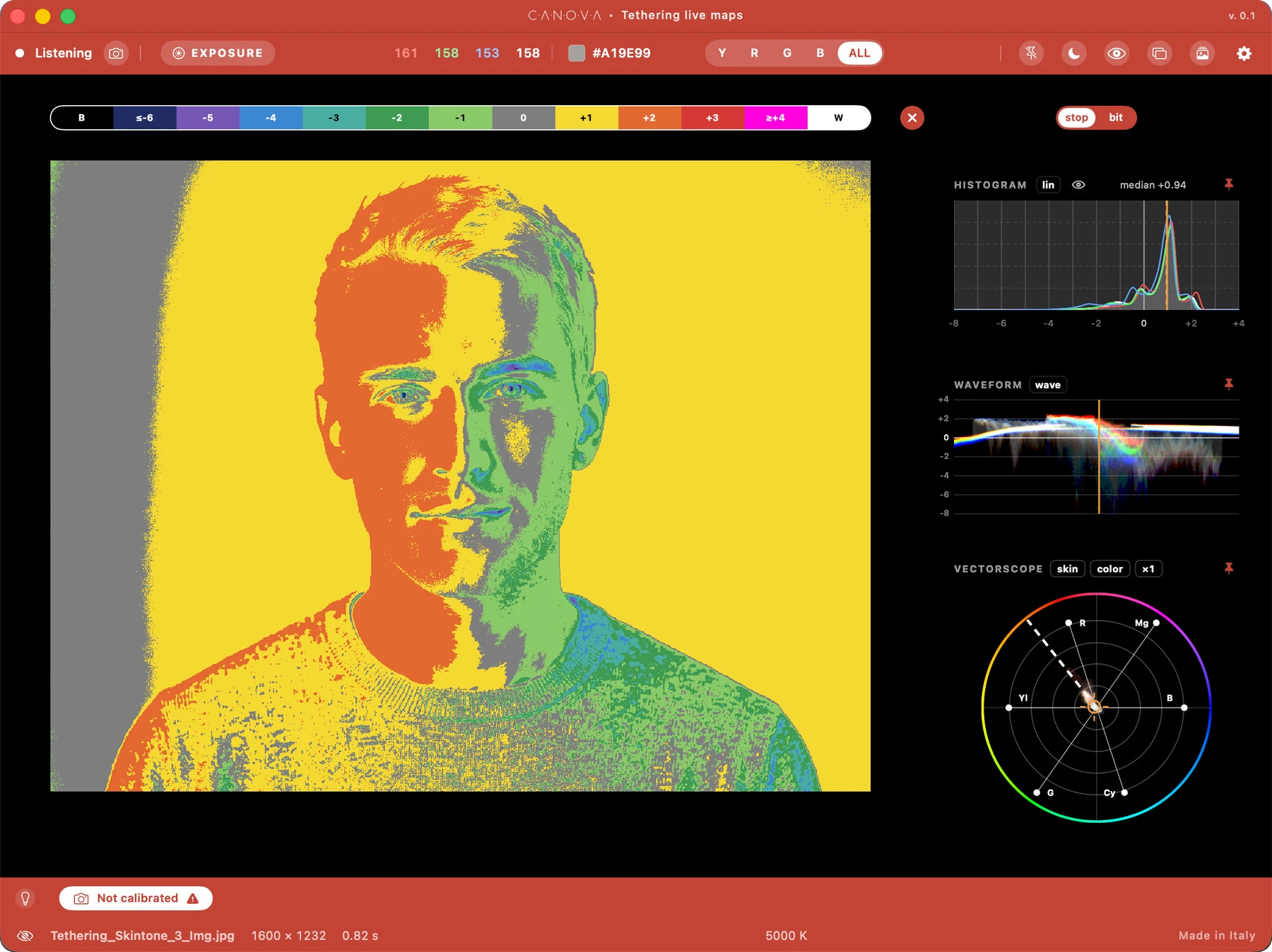 La finestra di tethering con la mappa a stop