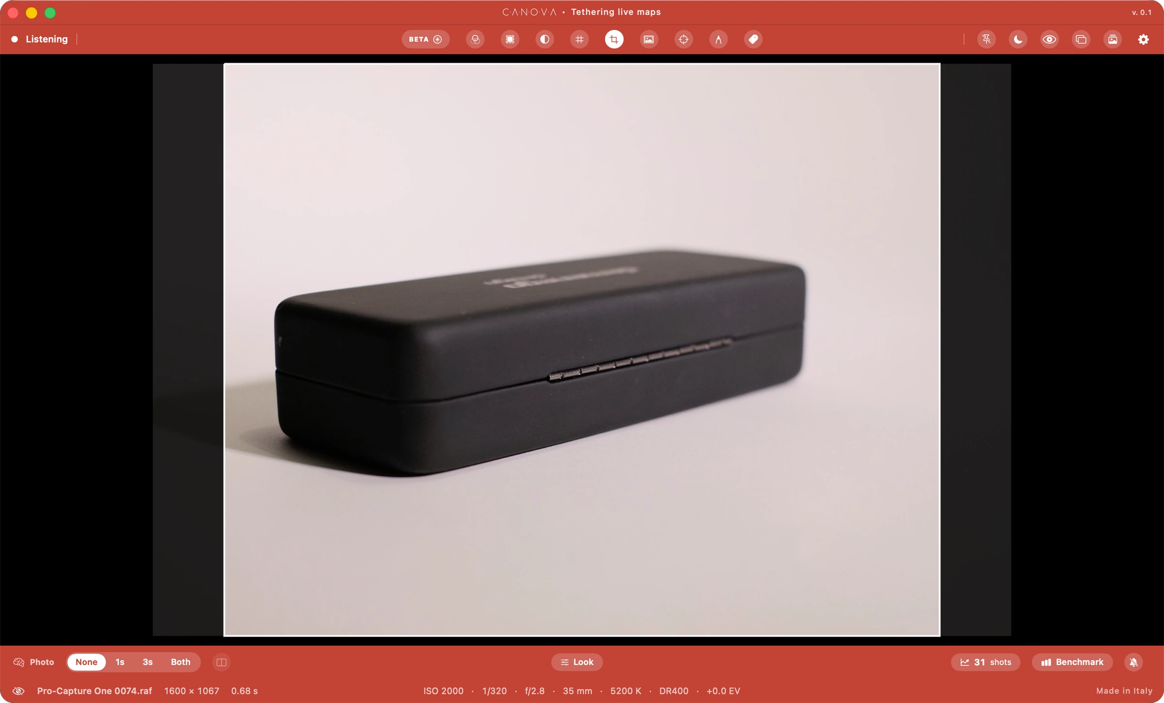 Lo scatto nella finestra di tethering