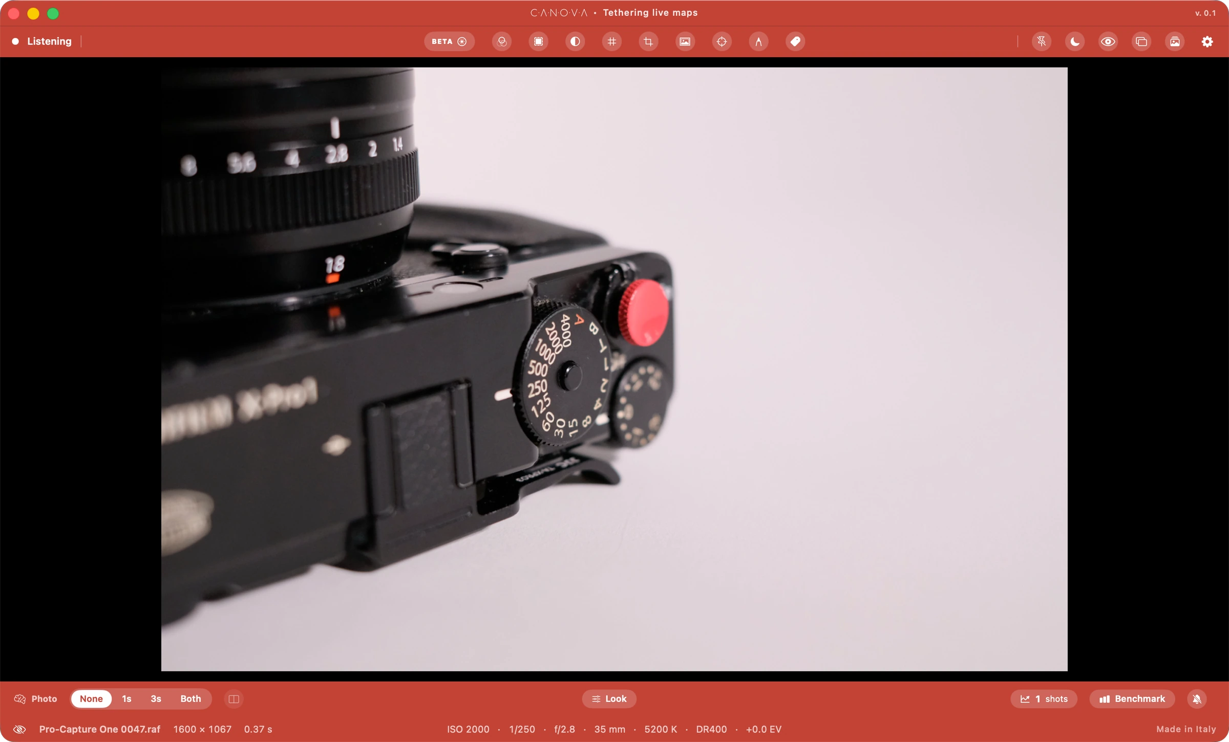 Lo scatto nella finestra di tethering