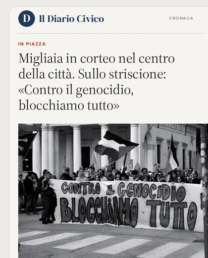 Simulated feed post: newspaper front page with a protest photo