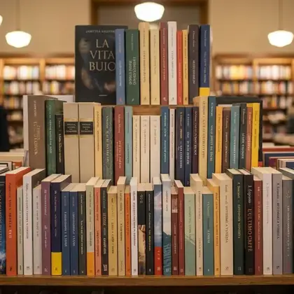 Simulated feed post: bookshop shelves full of books