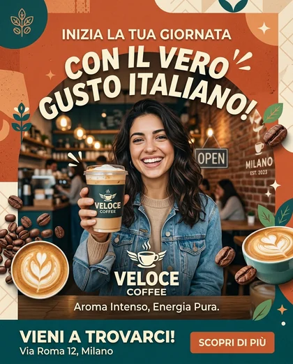 Simulated feed post: coffee shop advert